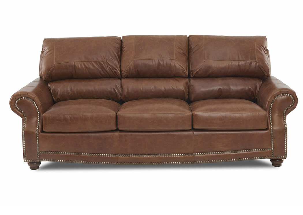 Foxfire Arena Vintage Leather Stationary Sofa,Klaussner Home Furnishings