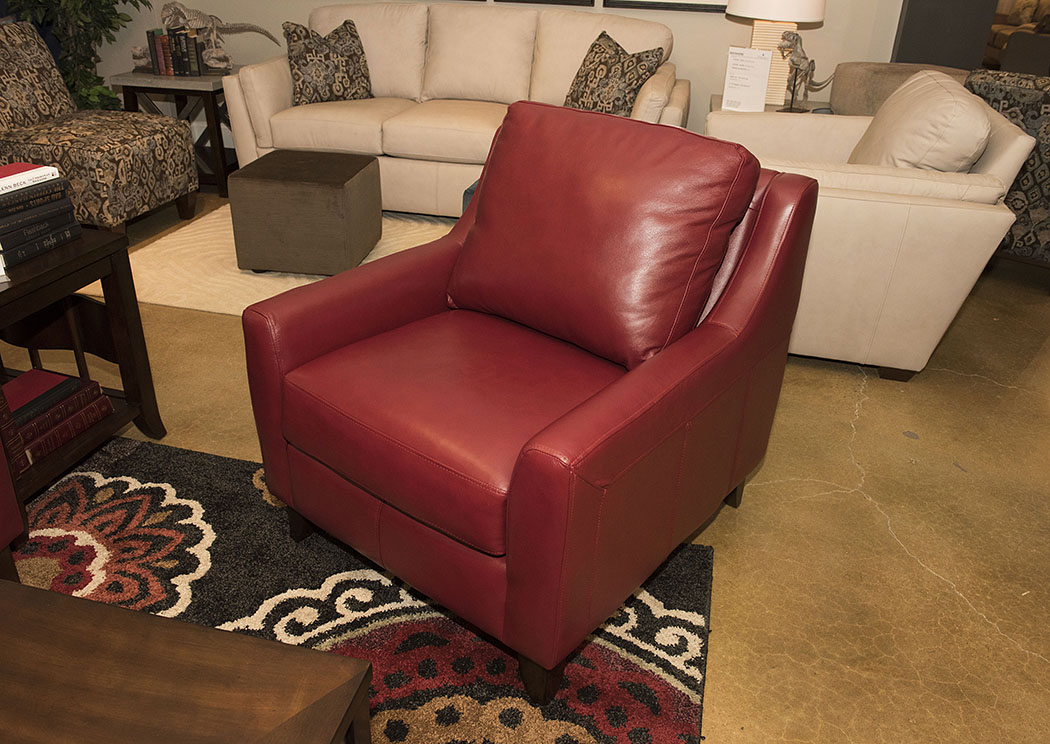 Belton Durango Strawberry Leather Stationary Chair,Klaussner Home Furnishings