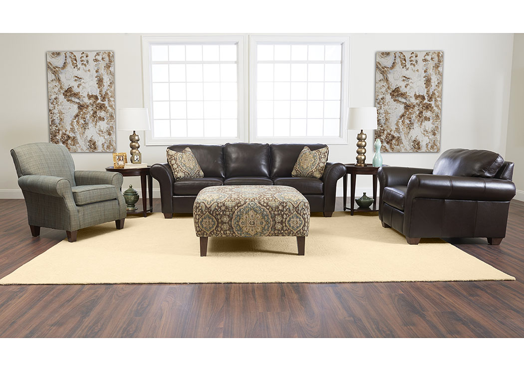 Moorland Abilene Chocolate Leather Stationary Sofa,Klaussner Home Furnishings