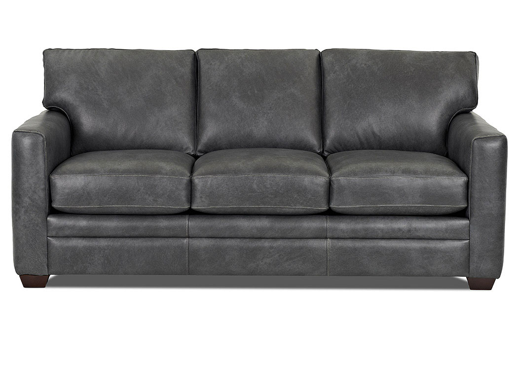 Fedora Vintage Flagstone Leather Stationary Sofa,Klaussner Home Furnishings