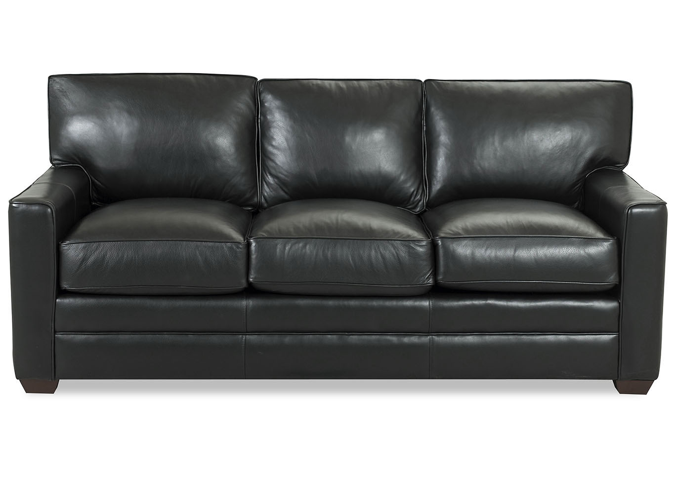 Pantego Black Leather Stationary Sofa,Klaussner Home Furnishings