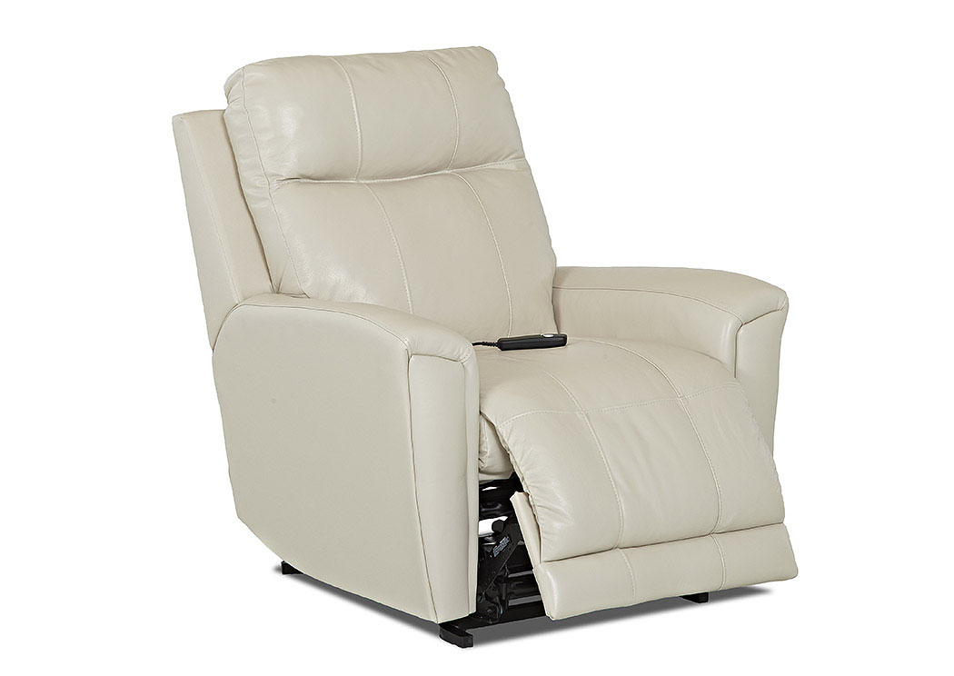 Priest White Leather & Vinyl Reclining Chair,Klaussner Home Furnishings