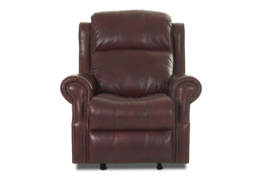 Vivio Steamboat Oxblood Leather & Vinyl Power Reclining Chair,Klaussner Home Furnishings