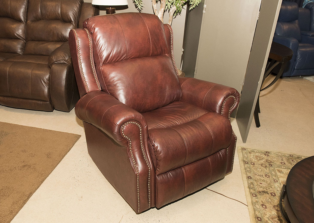 Vivio Steamboat Oxblood Leather & Vinyl Power Reclining Chair,Klaussner Home Furnishings