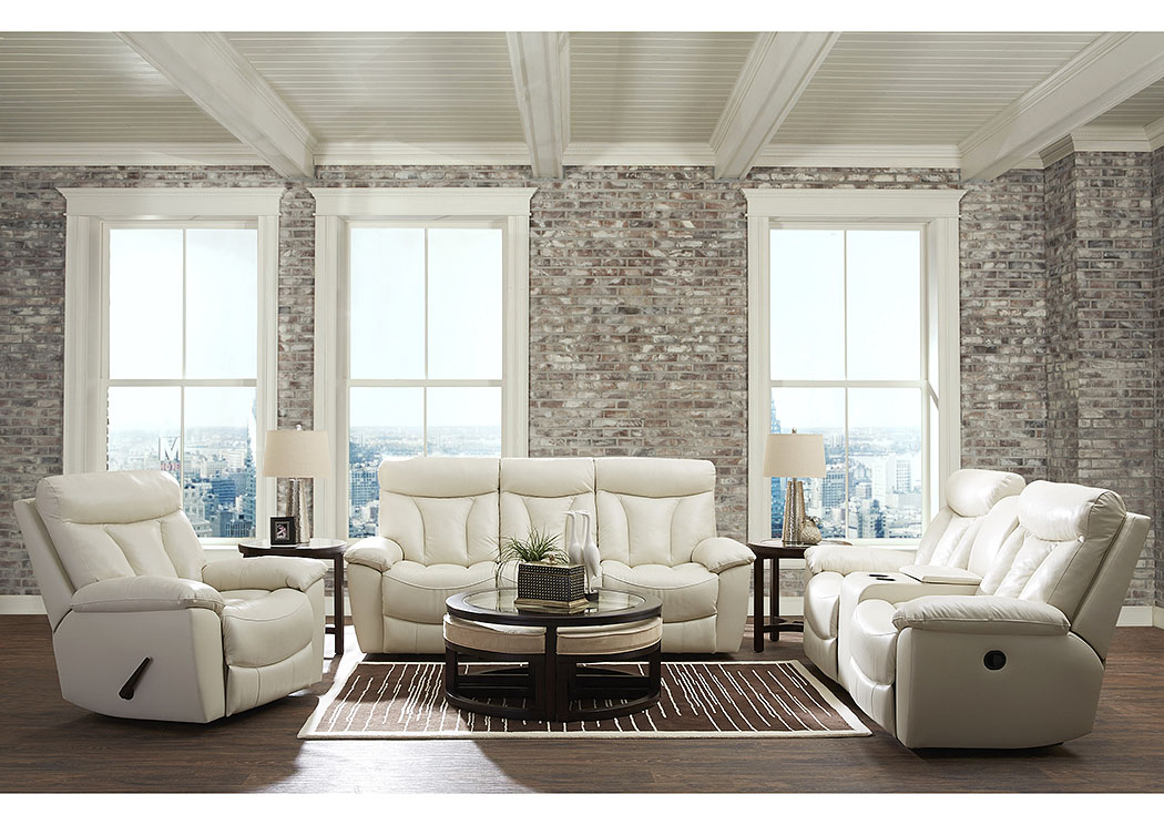 Deluxe Durango Oatmeal Reclining Leather & Vinyl Sofa Beacon Furniture