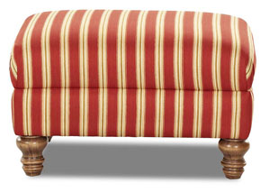 Bailey Red Striped Stationary Fabric Ottoman