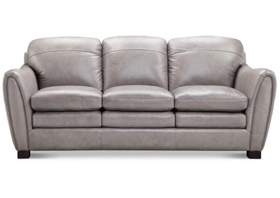 Davie Gray Leather Stationary Sofa