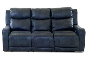 Barnett Bozeman Marine Blue Reclining Leather Sofa