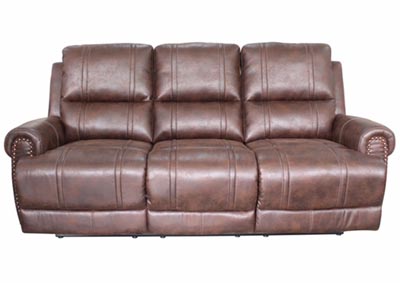 Anaheim Rondo Chocolate Reclining Leather Sofa