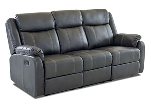 Domino Black Reclining Leather Sofa