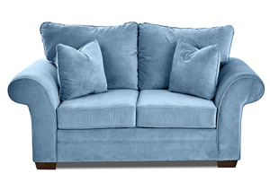 Holly Tina Airforce Blue Stationary Fabric Loveseat