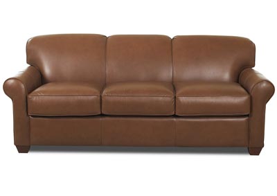 Mayhew Acorn Brown Leather Stationary Sofa