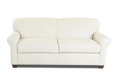 Mayhew White Leather Sleeper Sofa