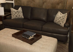 Cassio Wild Bark Leather Stationary Sofa