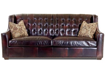 Pennington Chestnut Brown Leather Stationary Sofa