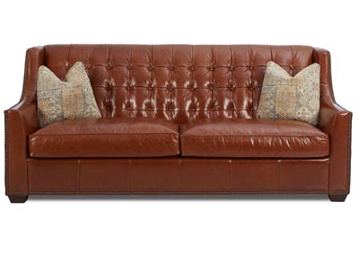 Pennington Brown Leather Stationary Sofa