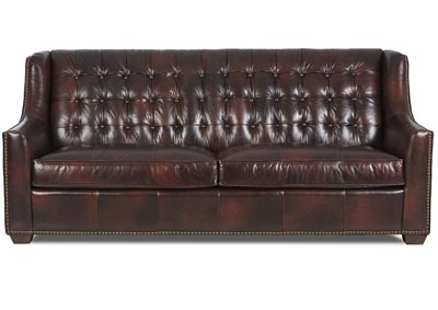 Pennington Chestnut Brown Leather Stationary Sofa