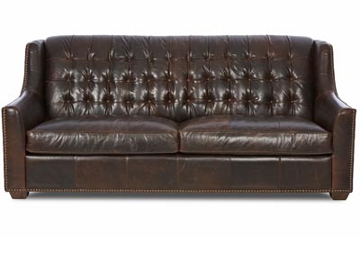 Pennington Dark Brown Leather Stationary Sofa