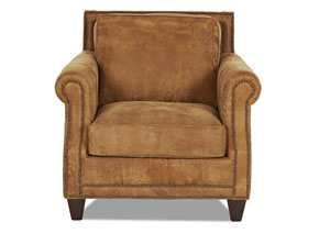York Laramie Tumbleweed Brown Leather Stationary Chair