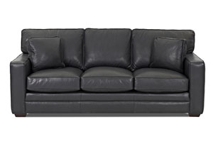 Homestead Pony Carbon Black Leather Stationary Sofa