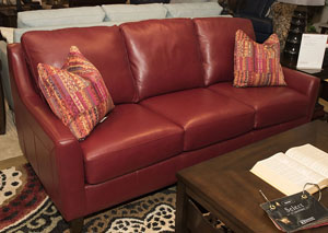 Belton Durango Strawberry Leather Stationary Sofa