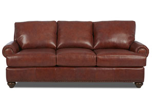 Carrington Burgundy Leather Stationary Sofa