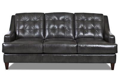 Pinson Black Leather Stationary Sofa