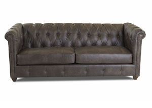Beech Mountain Vintage Flint Brown Leather Stationary Sofa