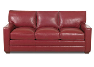 Pantego Red Leather Stationary Sofa