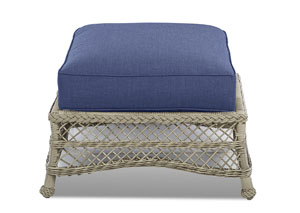 Image for Willow Blue Fabric Wicker Ottoman