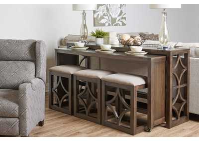 Image for Aria Umber 3 Seat Nesting Sofa Bar - Nesting Console, Rolling Console, Stool