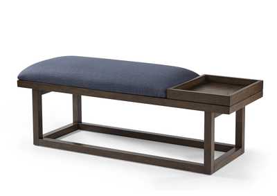 Image for Max Navy Bench with Tray - Brown Finish