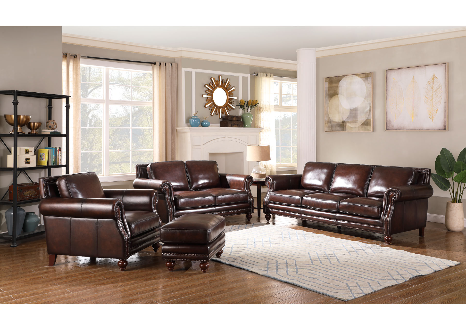 Dallas 1502 Hickory Brown 3 Piece Sofa Set Maverick ...