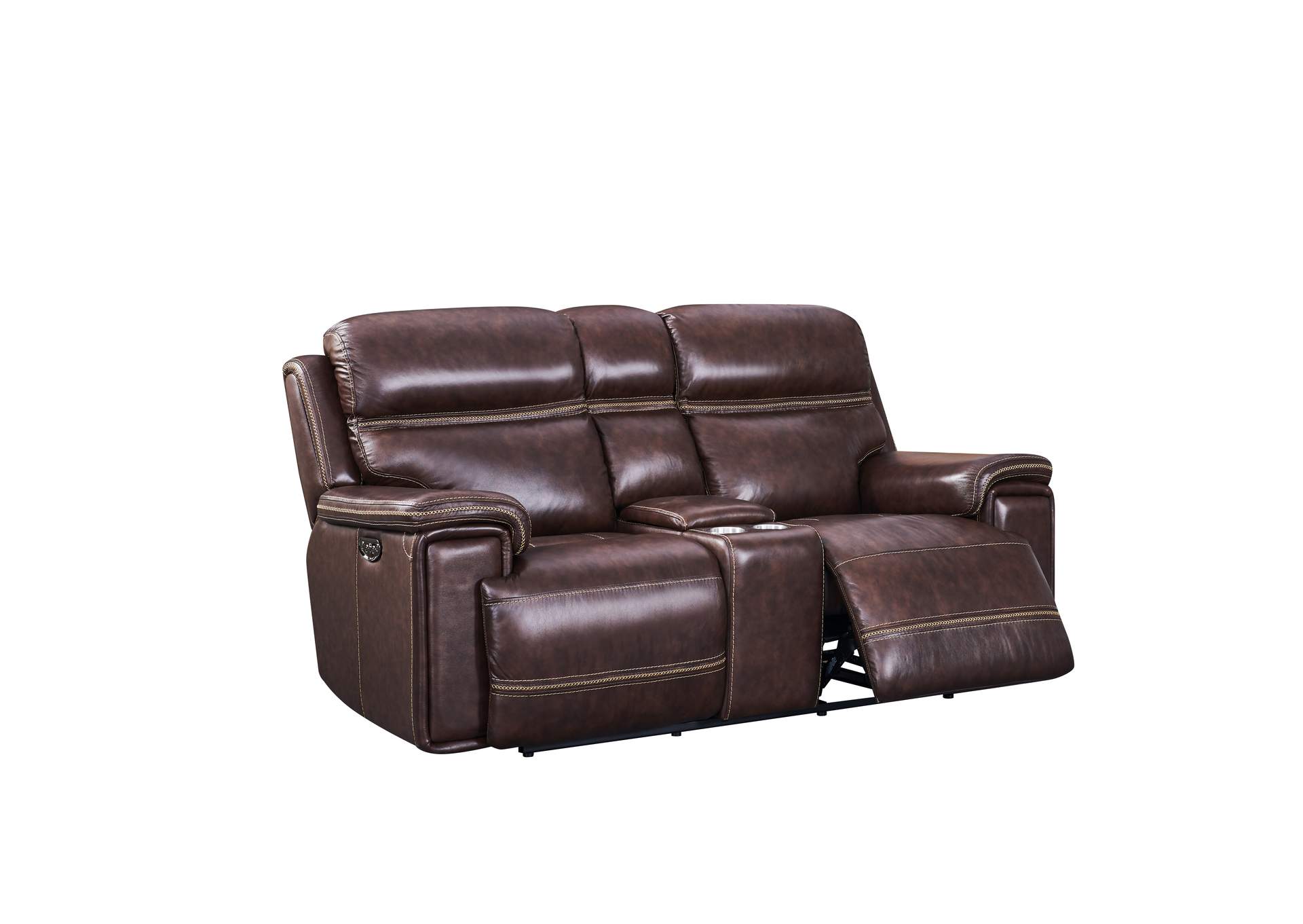 Georgetowne Eh2394 Fresno P2 Console Loveseat 1004Lv Brown,Leather Italia USA