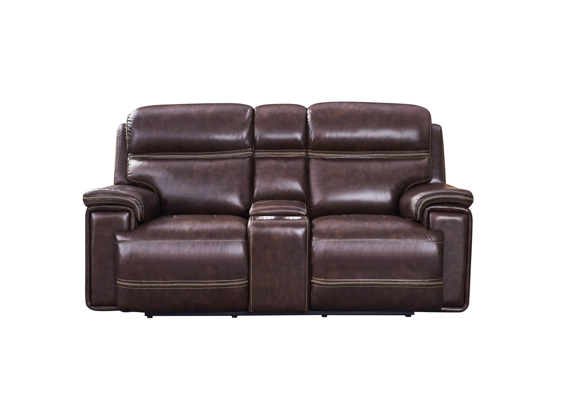 Georgetowne Eh2394 Fresno P2 Console Loveseat 1004Lv Brown,Leather Italia USA