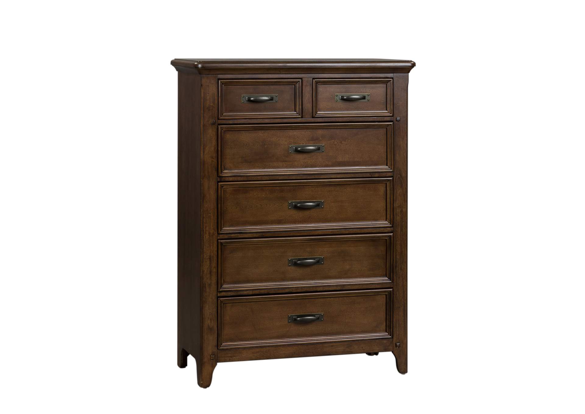 Saddlebrook King Panel Bed, Dresser & Mirror, Chest, Nightstand,Liberty