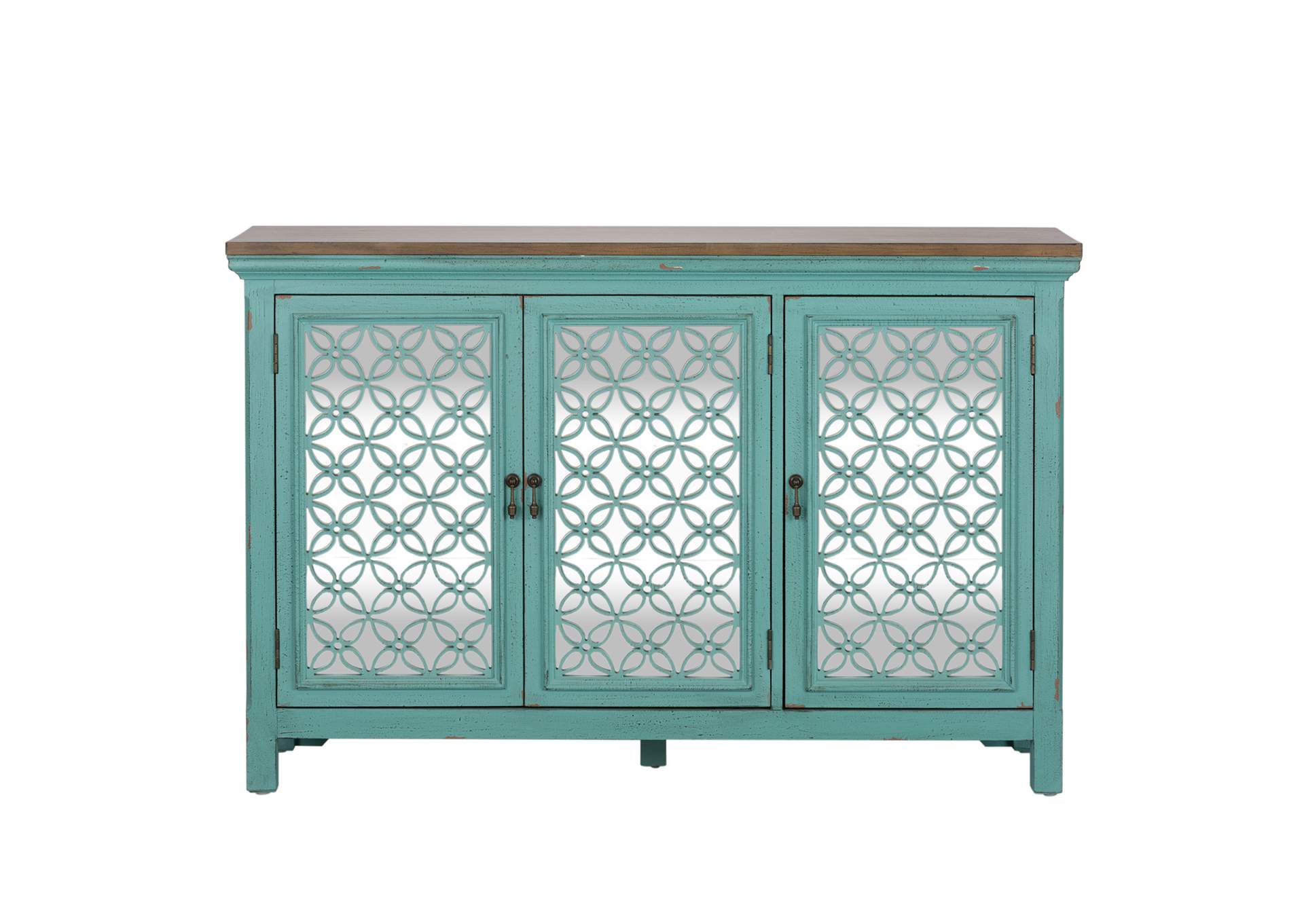 Kensington Turquoise 3 Door Accent Cabinet Long Island ...