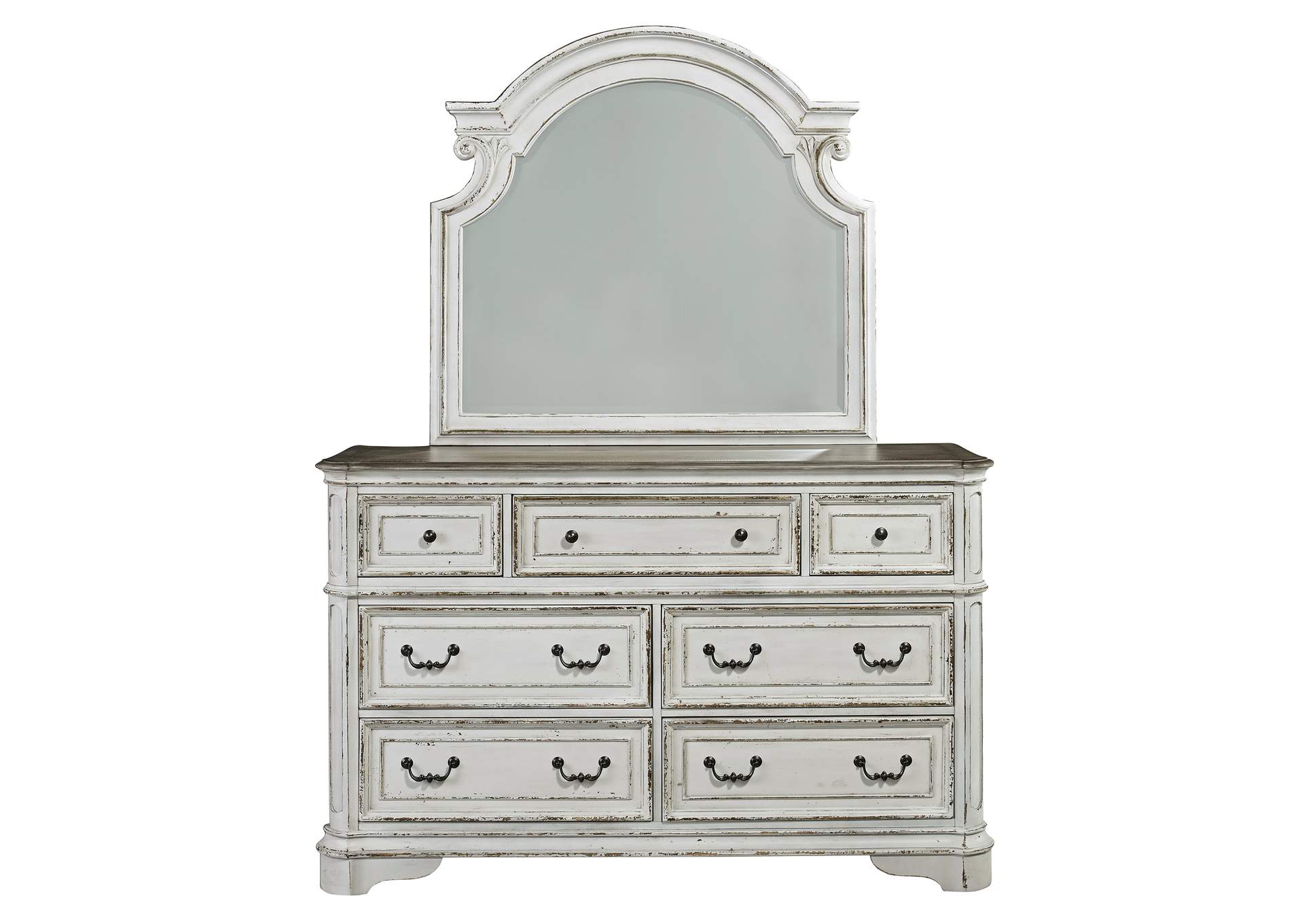 Magnolia Manor King Panel Bed, Dresser & Mirror, Chest, Nightstand,Liberty