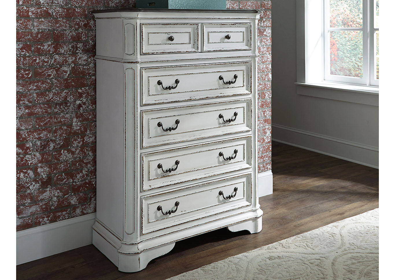 Magnolia Manor King Panel Bed, Dresser & Mirror, Chest,Liberty