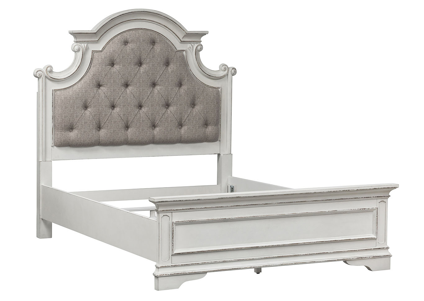 Magnolia Manor Antique White King Upholstered Panel Bed,Liberty