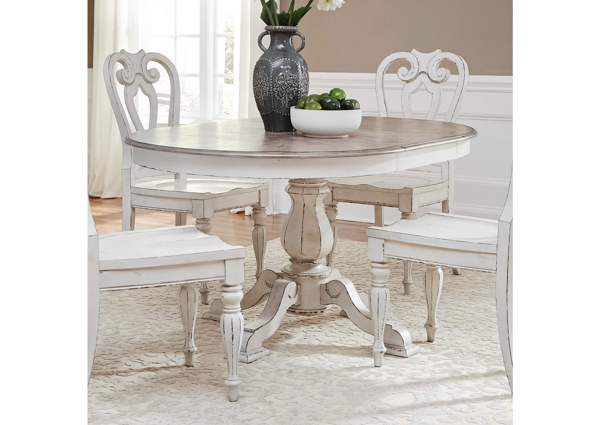 Magnolia Manor White Extension Leaf Dining Table,Liberty