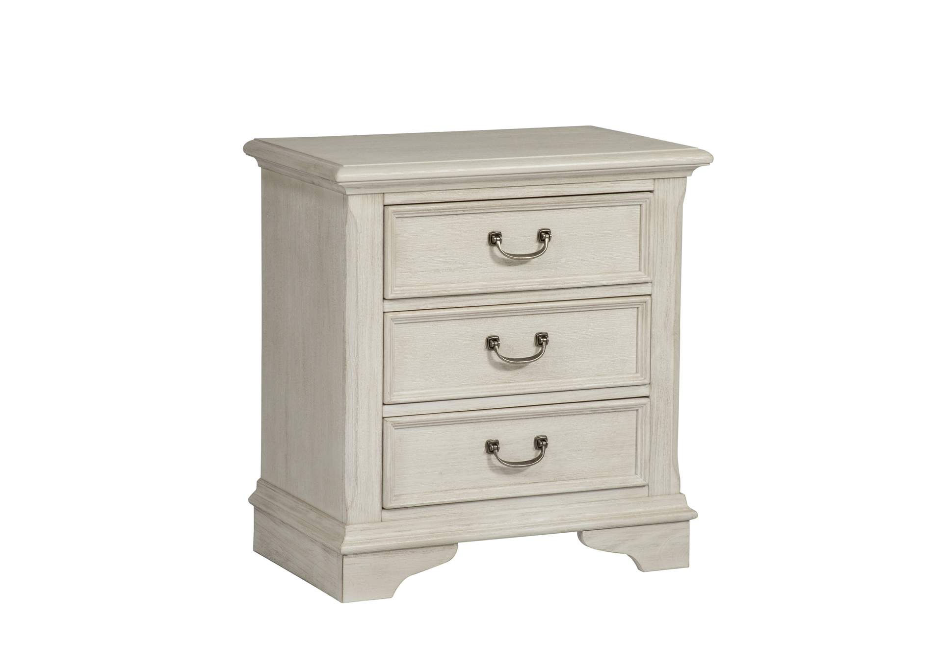 Bayside Antique White 3 Drawer Night Stand Roberts Furniture Mattress