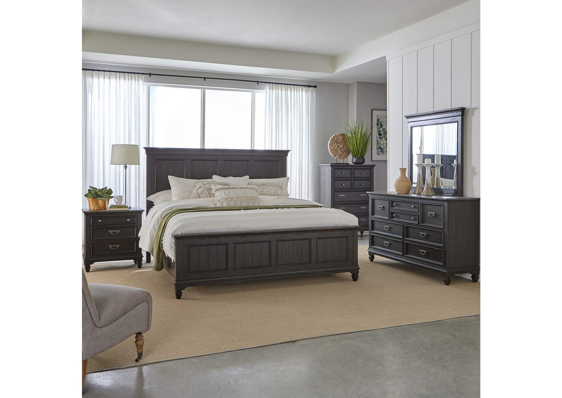 Queen Panel Bed, Dresser & Mirror, Chest, Night Stand,Liberty