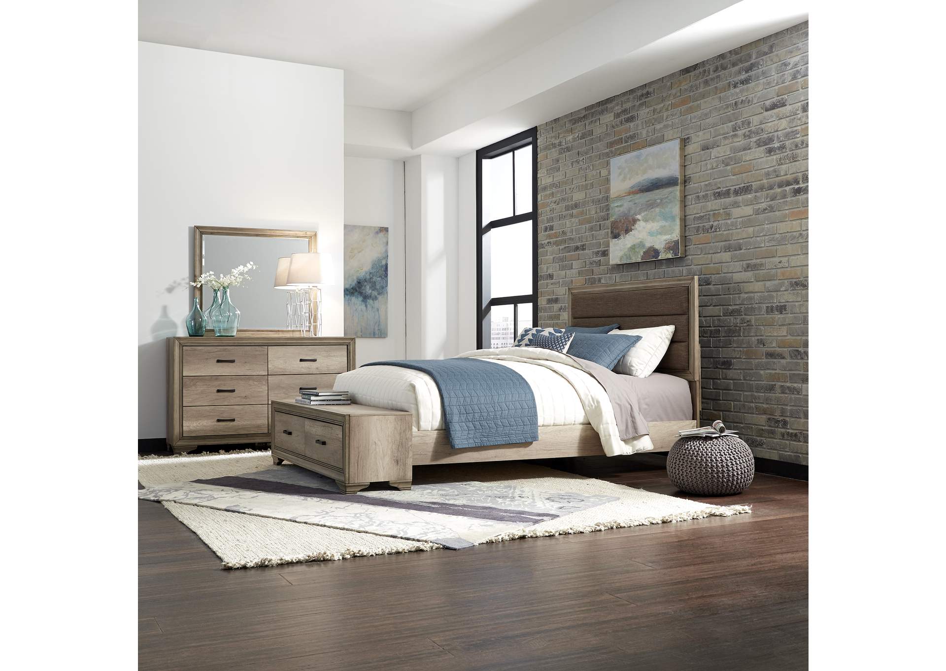 Queen Storage Bed, Dresser & Mirror,Liberty