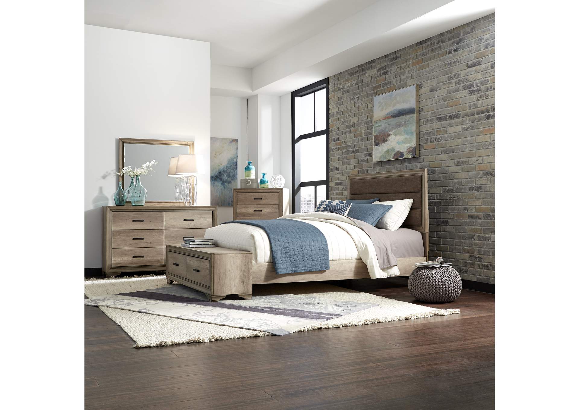 Queen Storage Bed, Dresser & Mirror, Chest,Liberty