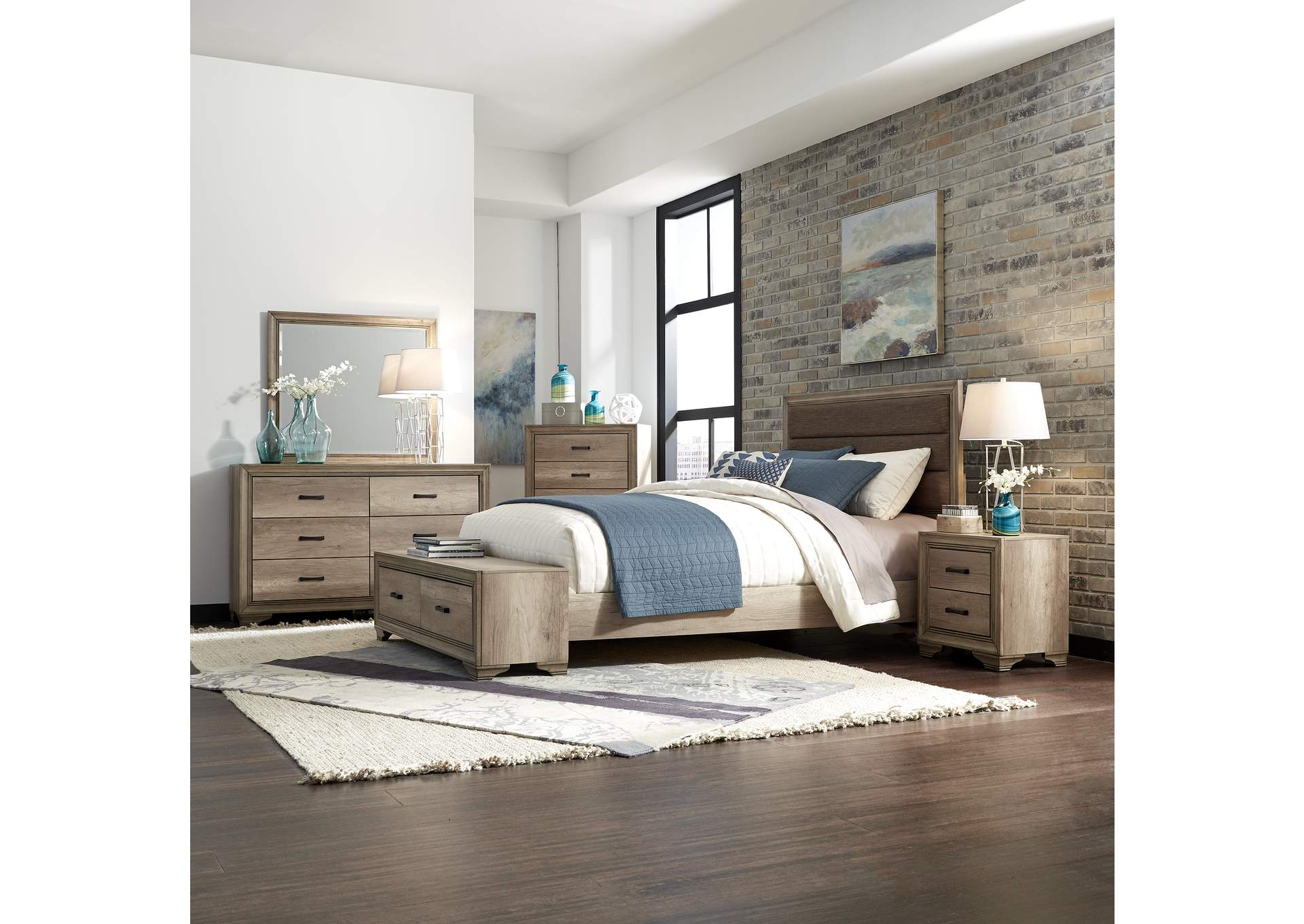 Queen Storage Bed, Dresser & Mirror, Chest, Night Stand,Liberty