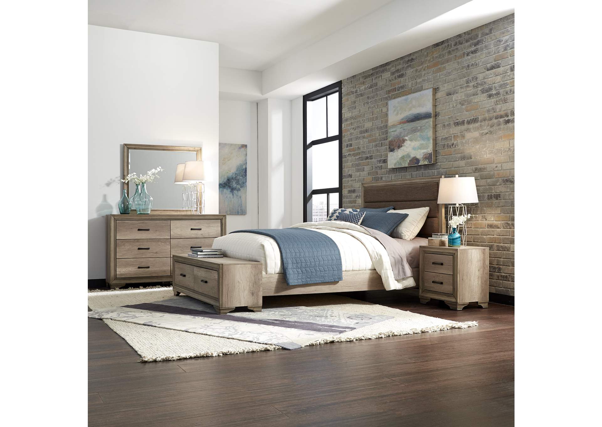 Queen Storage Bed, Dresser & Mirror, Night Stand,Liberty
