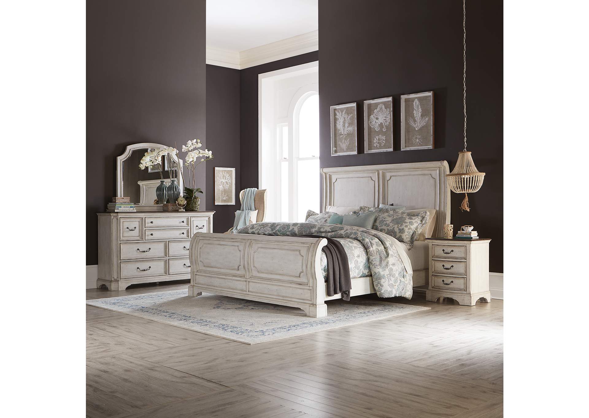 Queen Sleigh Bed, Dresser & Mirror, Night Stand,Liberty