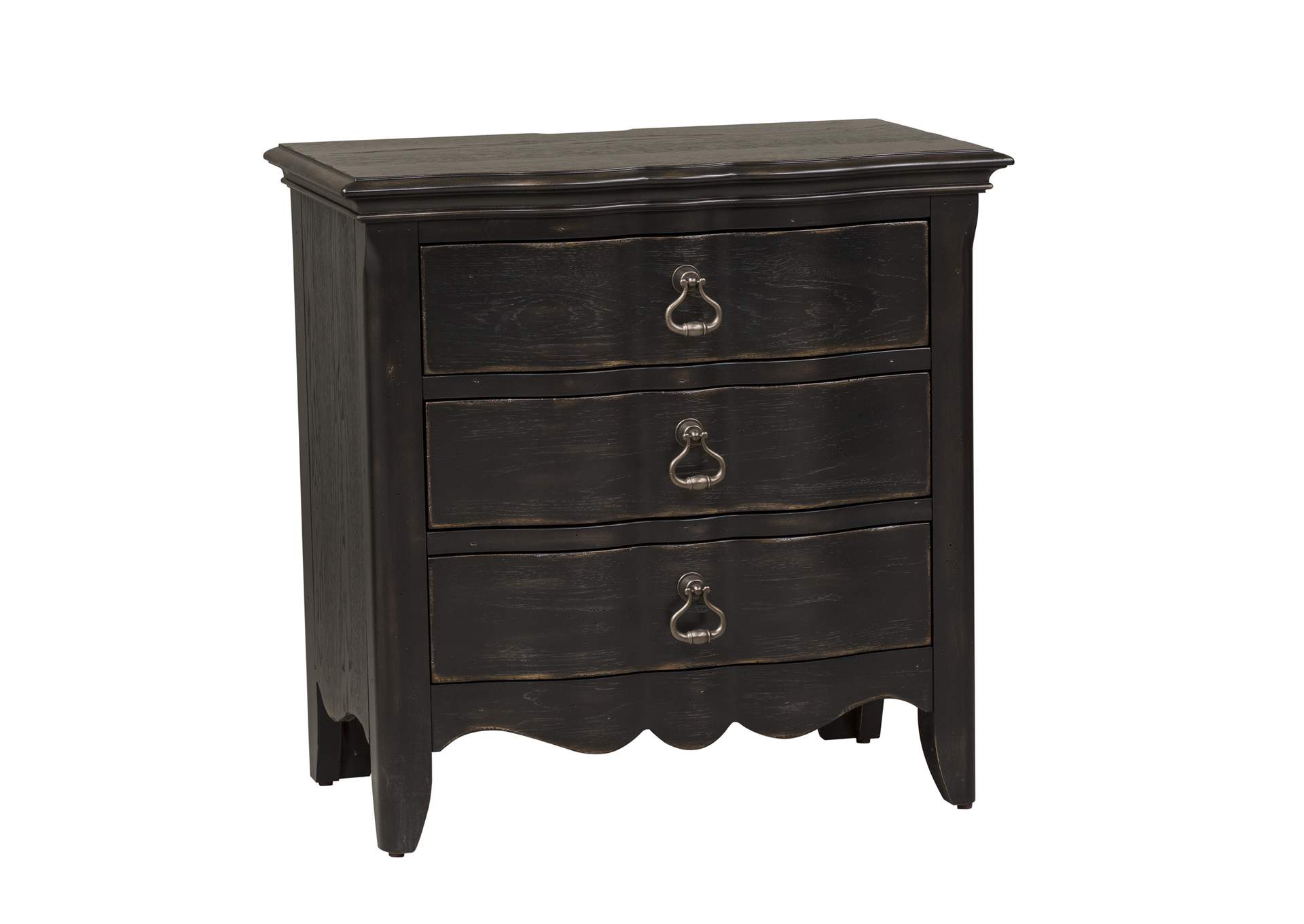 Chesapeake Antique Black 3 Drawer Night Stand W Charging Station Jesup Furniture Outlet