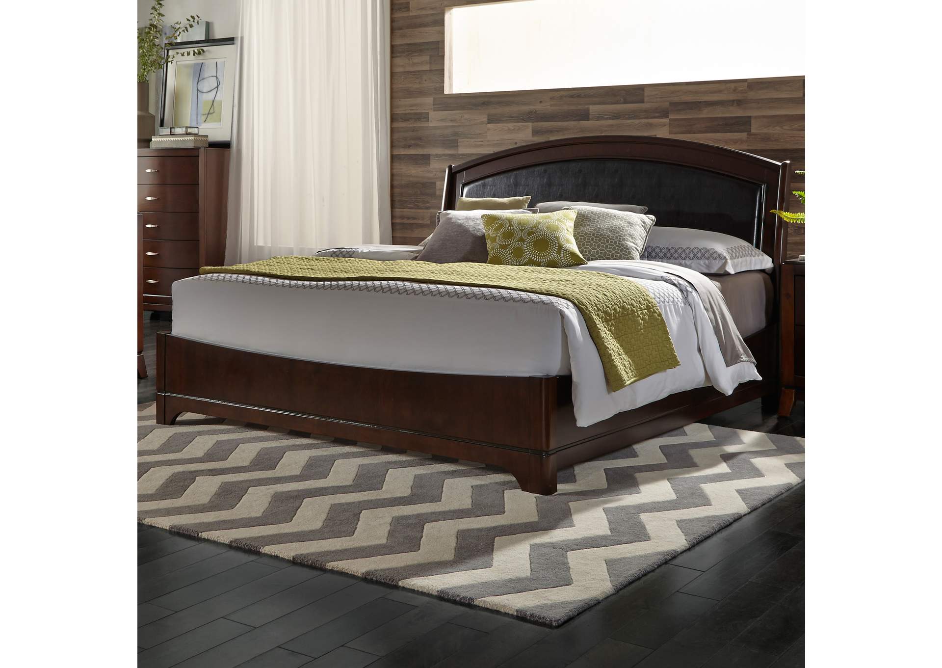 Avalon Dark Truffle  Queen Leather Bed,Liberty